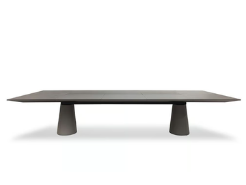 MESA DUE - Rectangular leather meeting table with cable management by Poltrona Frau - view 2